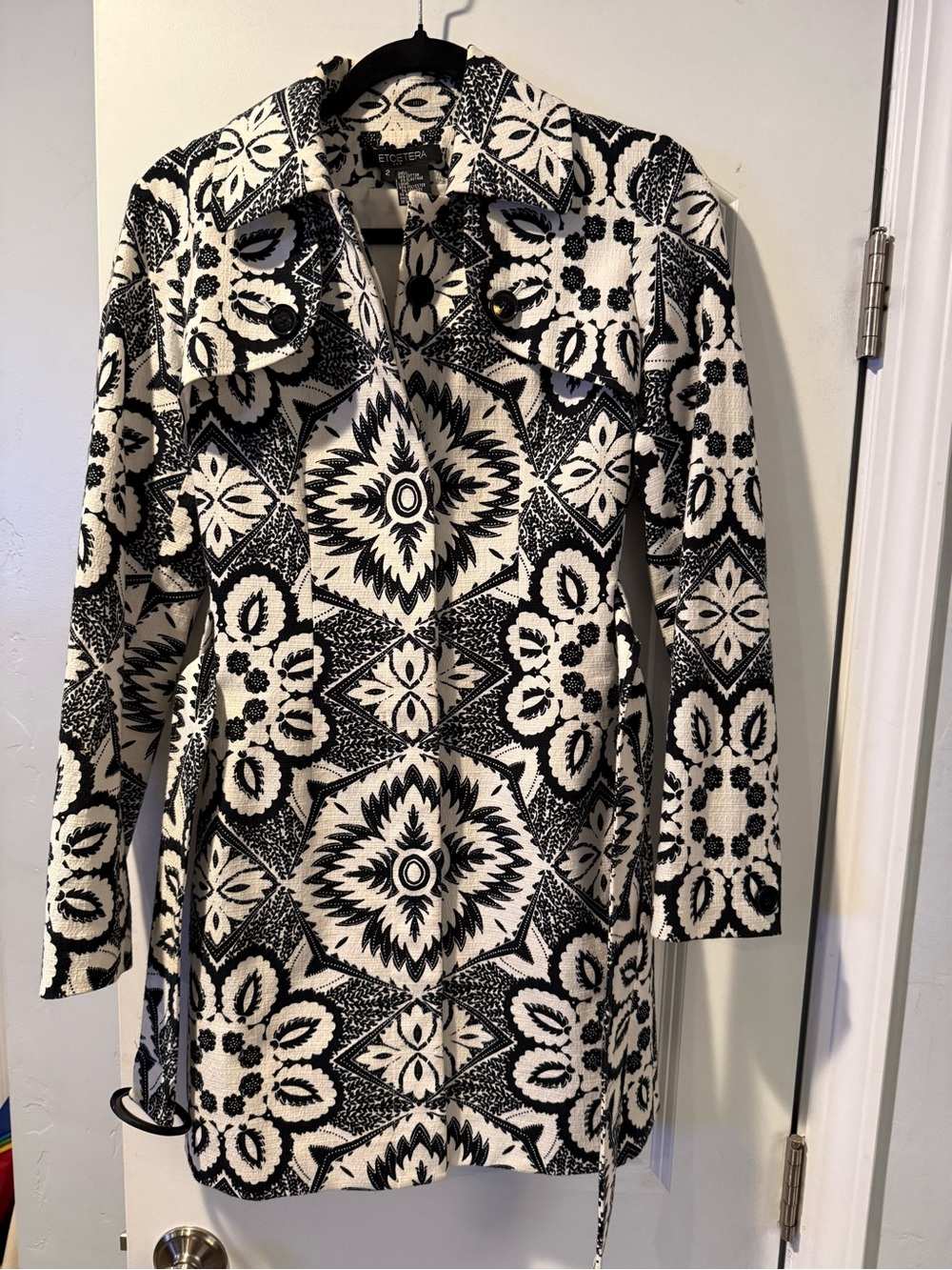 Etcetera Black and White Geometric Long Sleeve Jacket